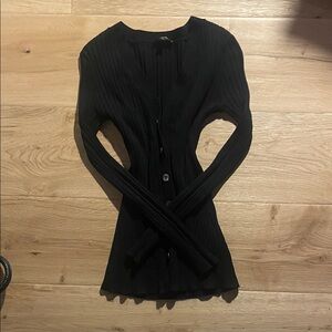 Dynamite Black Ribbed Button-Up